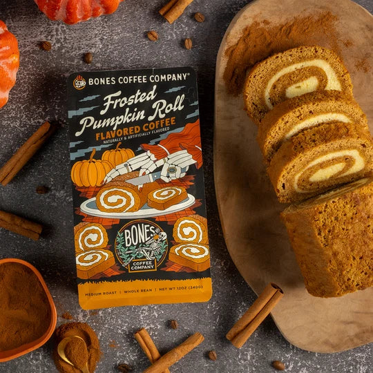 Bones Coffee Company- Frosted Pumpkin Roll