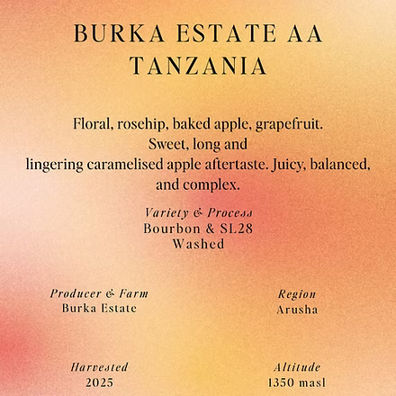 SUMO -Bourbon & SL28, Washed, Burka Estate AA, Tanzania