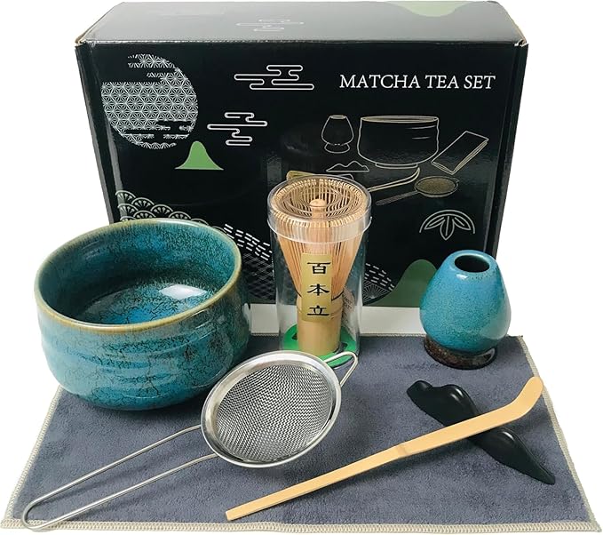 7-Piece Japanese Matcha Tea Set (Blue)